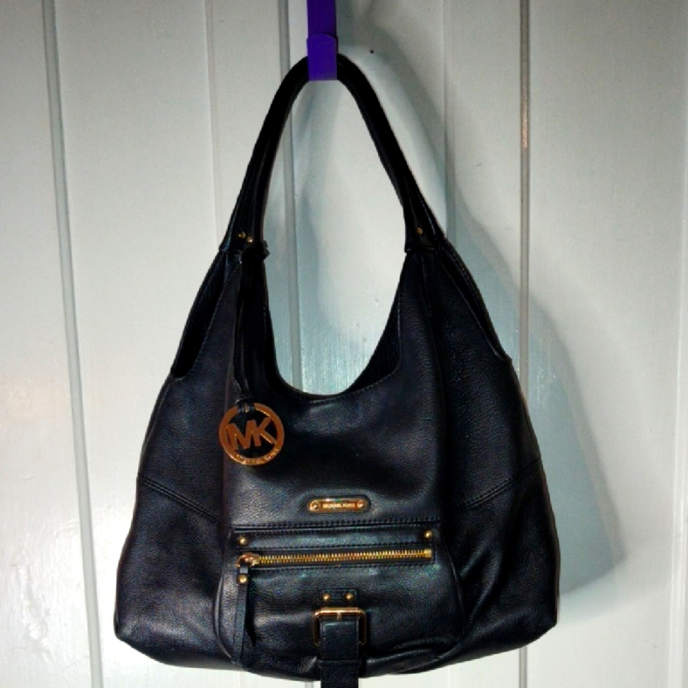 MICHAEL Michael Kors Black Hobo Bag with Gold Accents